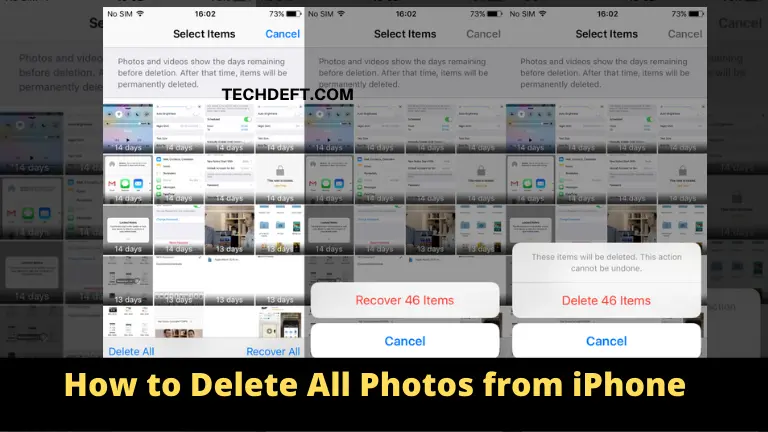 how to delete all photos from iphone