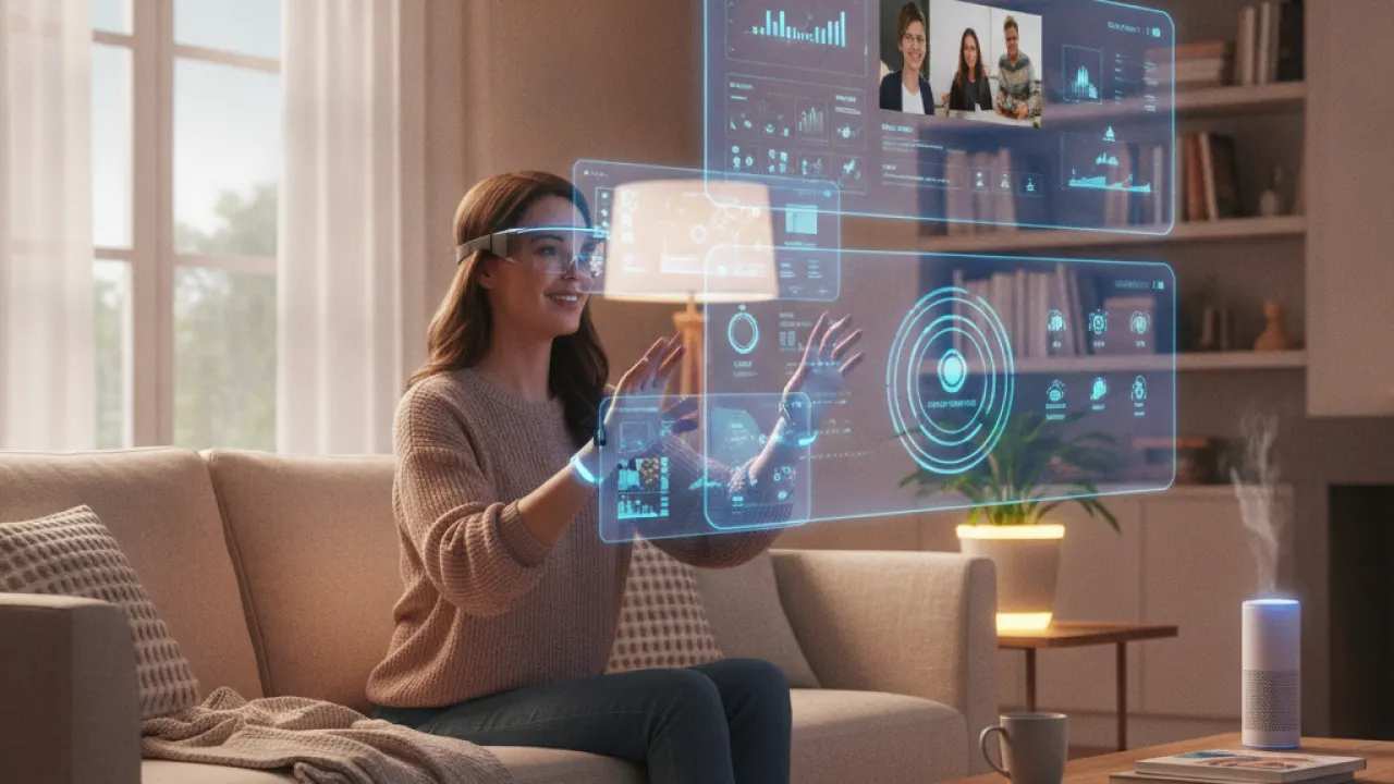 2027 tech news preview showing person using augmented reality in smart home environment