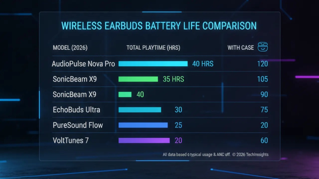 earbuds battery life under 50 comparison