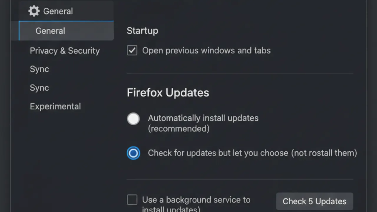 firefox automatic updates settings
