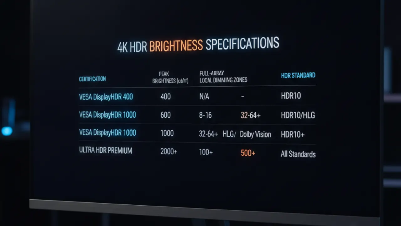 4k monitor hdr brightness comparison 2026