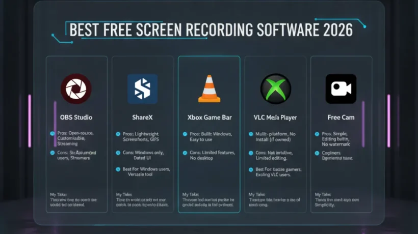 Best Free Screen Recording Software in 2026 (No Watermark)