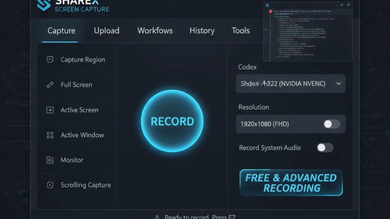 sharex advanced screen recorder